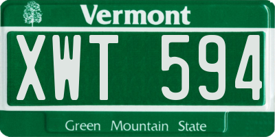 VT license plate XWT594