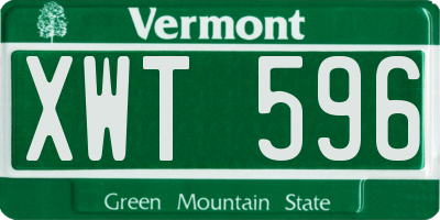 VT license plate XWT596
