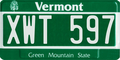 VT license plate XWT597
