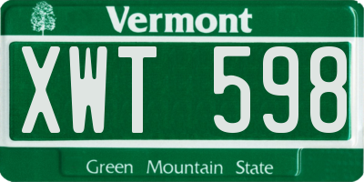 VT license plate XWT598