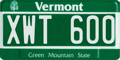 VT license plate XWT600