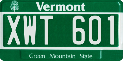 VT license plate XWT601