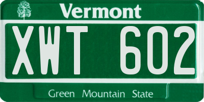 VT license plate XWT602