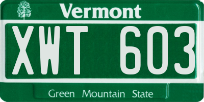VT license plate XWT603