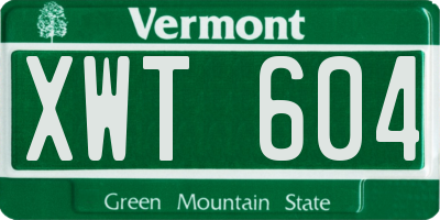 VT license plate XWT604