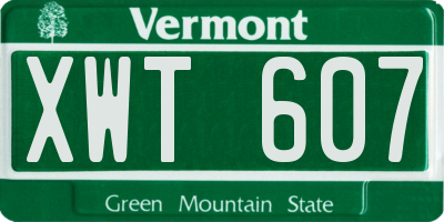 VT license plate XWT607