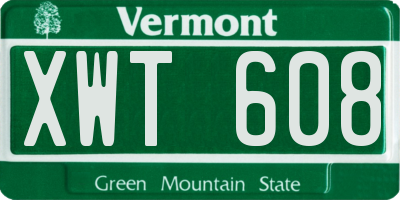 VT license plate XWT608