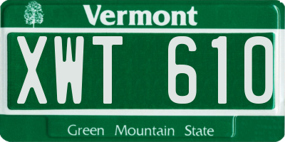 VT license plate XWT610