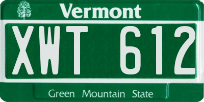 VT license plate XWT612