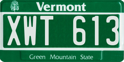 VT license plate XWT613