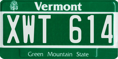 VT license plate XWT614
