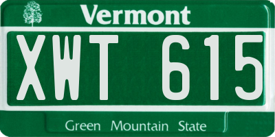 VT license plate XWT615