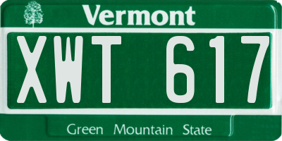 VT license plate XWT617