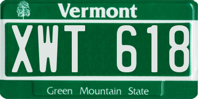 VT license plate XWT618
