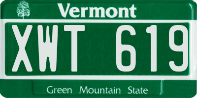 VT license plate XWT619