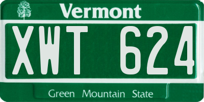 VT license plate XWT624