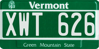 VT license plate XWT626