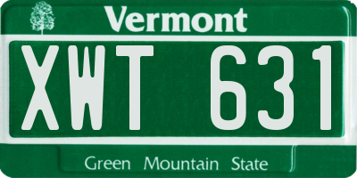 VT license plate XWT631