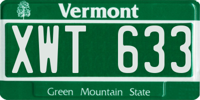 VT license plate XWT633