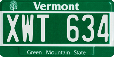 VT license plate XWT634