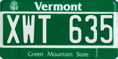 VT license plate XWT635