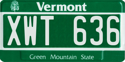 VT license plate XWT636