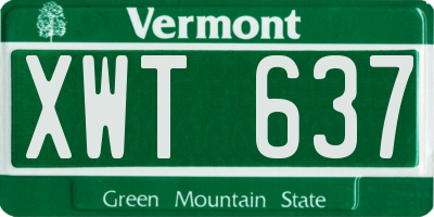 VT license plate XWT637