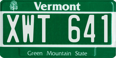 VT license plate XWT641