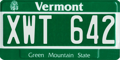 VT license plate XWT642