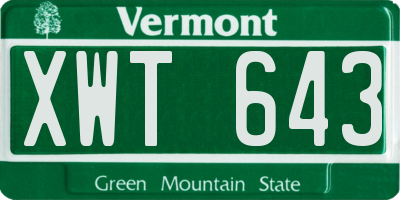 VT license plate XWT643