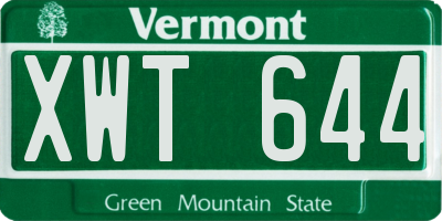VT license plate XWT644