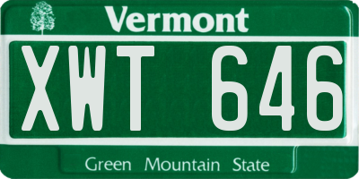 VT license plate XWT646