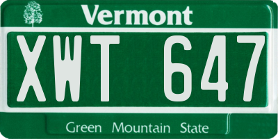 VT license plate XWT647