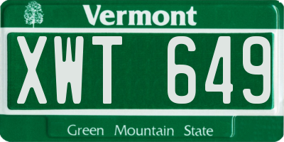 VT license plate XWT649