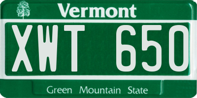 VT license plate XWT650