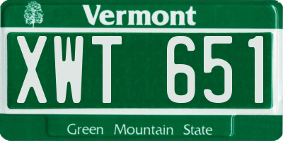 VT license plate XWT651