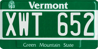 VT license plate XWT652