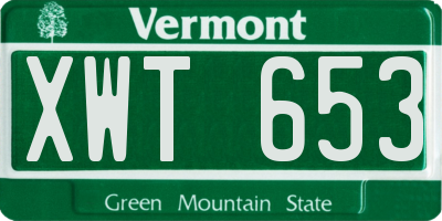 VT license plate XWT653