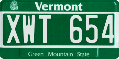 VT license plate XWT654