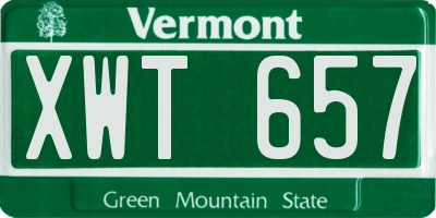VT license plate XWT657