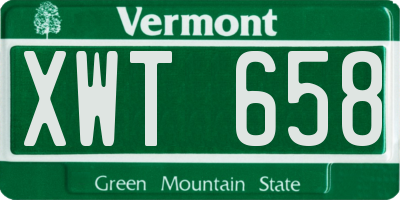VT license plate XWT658