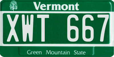 VT license plate XWT667