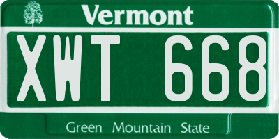 VT license plate XWT668