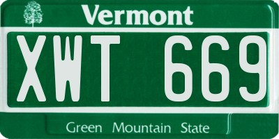 VT license plate XWT669