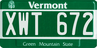 VT license plate XWT672