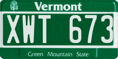 VT license plate XWT673