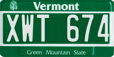 VT license plate XWT674