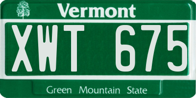 VT license plate XWT675