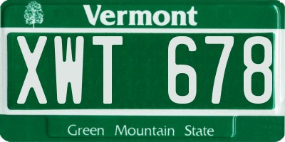 VT license plate XWT678