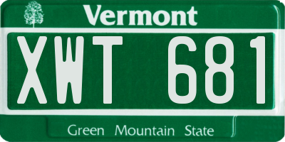 VT license plate XWT681